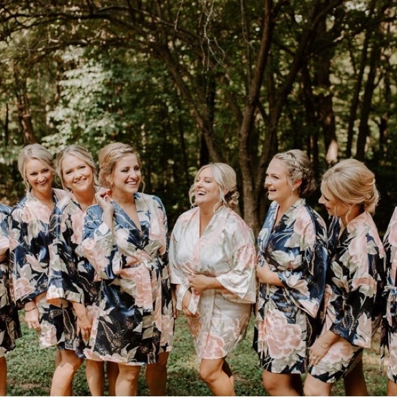 Magnolia Blue South Other - Bridal Party Bridesmaid Satin Robe Light Blue